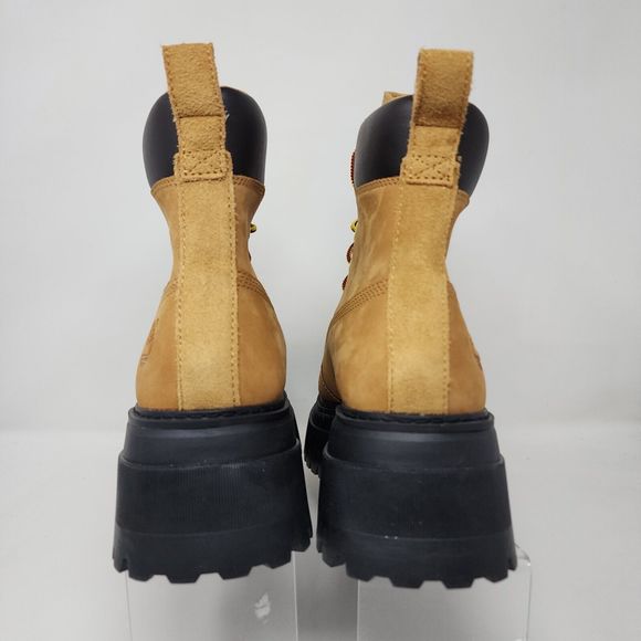Timberland Platform Boots Womens 6 Wheat Sky 6 inch Logo Lace Up Nubuck Leather - Picture 6 of 8